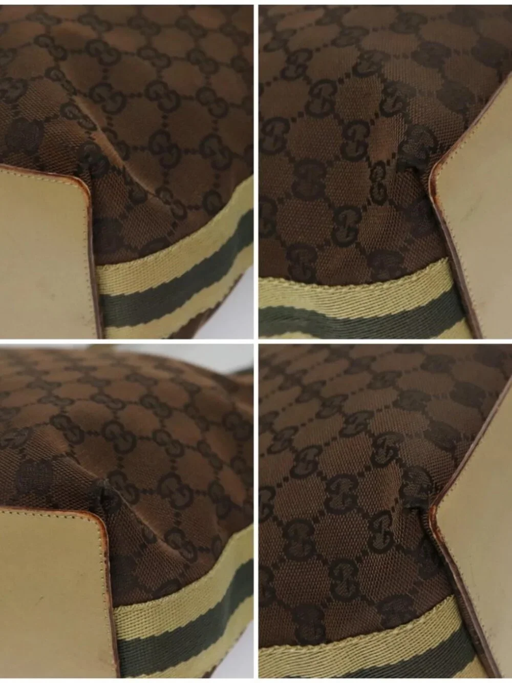 GUCCI GG Canvas Sherry Line Tote Bag Brown 31243 Auth ep7003